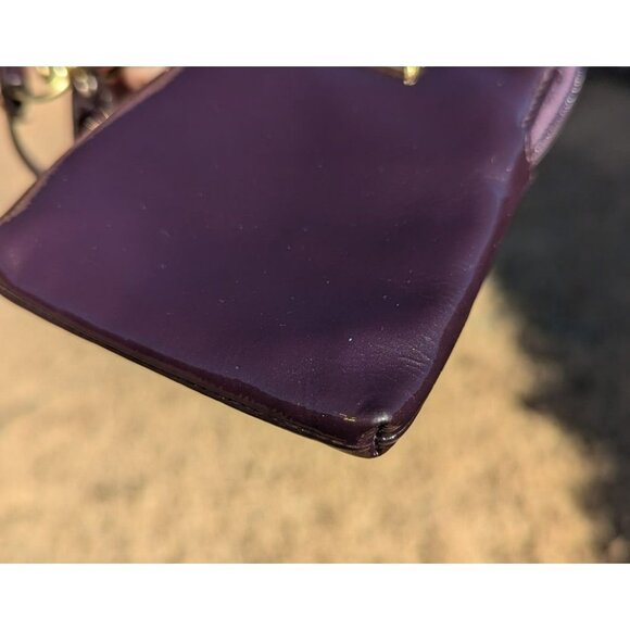 Coach Patent Leather Small Vertical Wristlet Pouch Wallet Purple - Picture 3 of 10